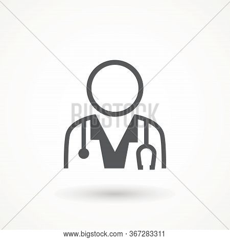 Medical Doctor Icon Male Health Care Physician With Stethoscope Around His Neck. Family Doctor - A P