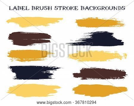 Artistic Label Brush Stroke Backgrounds, Paint Or Ink Smudges Vector For Tags And Stamps Design. Pai