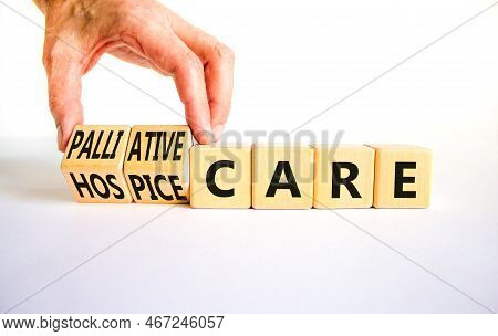 Palliative Or Hospice Care Symbol. Concept Word Palliative Care Hospice Care On Wooden Cubes. Doctor