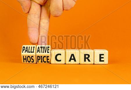 Palliative Or Hospice Care Symbol. Concept Word Palliative Care Hospice Care On Wooden Cubes. Doctor