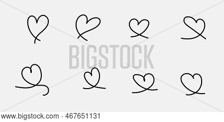 Heart Continuous Line Drawing. Single Hand Drawn Contour Heart For Design Love, Romance, Greeting We