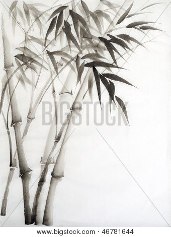 Watercolor Painting Of Bamboo