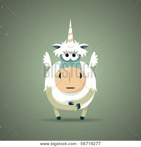 Magic little mythical unicorn with a spiral horn