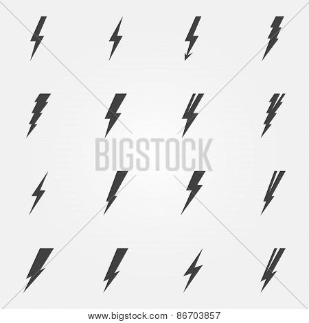 Lightning black vector icons