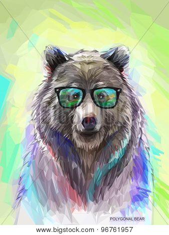 Colorful bear illustration. Bright poster