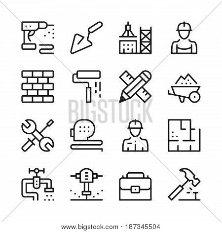 Building and construction line icons set. Modern graphic design concepts, simple outline elements collection. Vector line icons