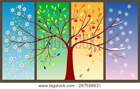 Four Seasons Of The Year - Art Illustration
Springtime, Winter, Four Seasons, Tree, Illustration