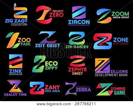 Corporate Identity Z Icons, Brand And Business Company Signs. Zoom, Zen Or Zoo And Zero Vector Z Sym