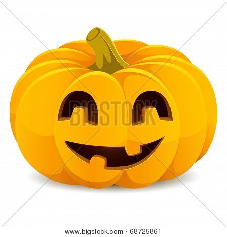 Halloween pumpkin. Smiling Jack-O'-Lantern on a white background