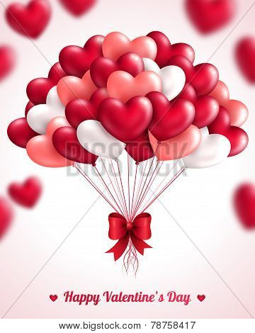 Valentine's day background with heart balloons.