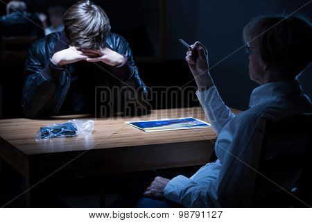 Policewoman Smoking A Cigarette