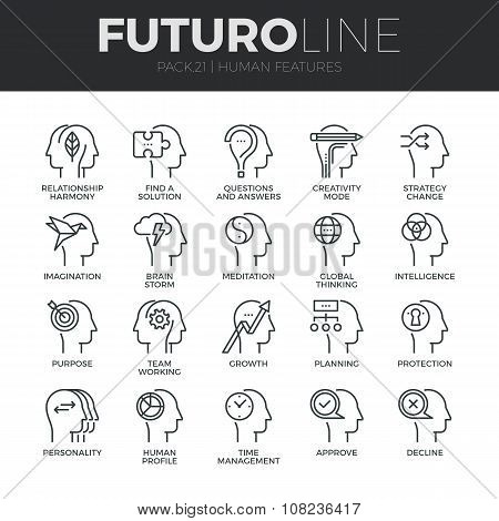 Human Features Futuro Line Icons Set