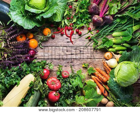 Assortment Fresh Organic Vegetables Frame Market