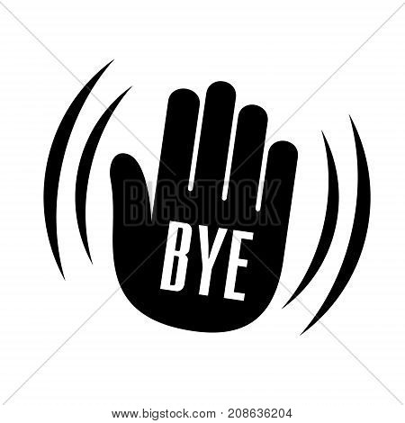 Bye waving hand palm logo icon. Simple sign of forgiving bye waving hand palm vector illustration for print or web design.