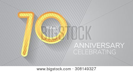 70 Years Anniversary Vector Icon, Logo. Neon Number And Bodycopy For 70th Anniversary Greeting Card,