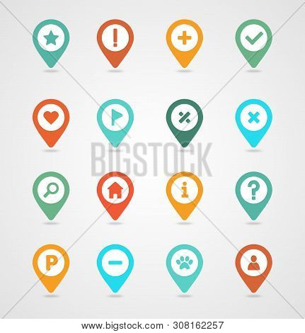 Pin Map Icon Set. Map Pointer. Map Markers. Destination Vector Icon. Gps Location Symbol. Mapping Pi