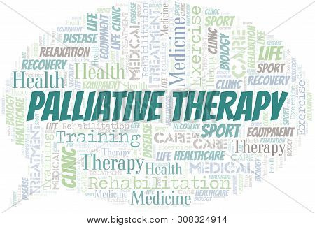 Palliative Therapy Word Cloud. Wordcloud Made With Text Only.