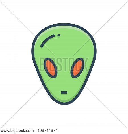 Color Illustration Icon For Alien Foreigner Gringo Stranger Unknown