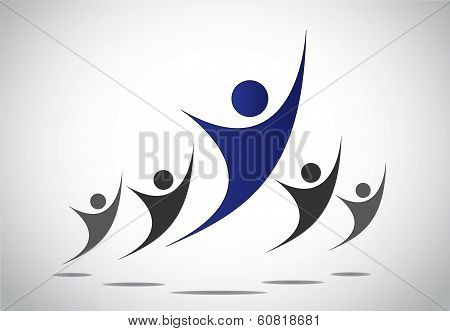 Achievement, Team Work, Success & Leadership Concept Illustration