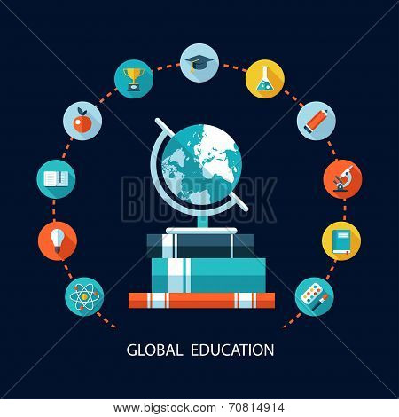 Illustration Of Vector School Flat Design Composition