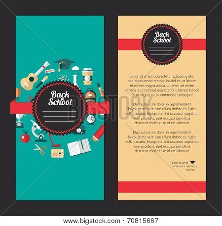 Vector school flat design flyer templates