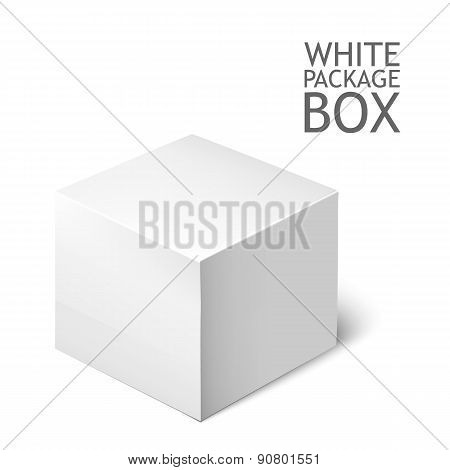 White Package Square. Cardboard Package Box.