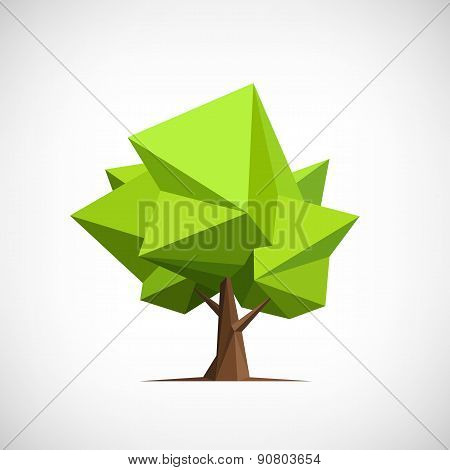 Conceptual polygonal tree. Abstract vector Illustration, low poly style.