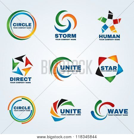 Circle Logo Storm Logo Human Logo Direct Logo Unite Logo Star Logo And Wave Logo Vector Art Design F