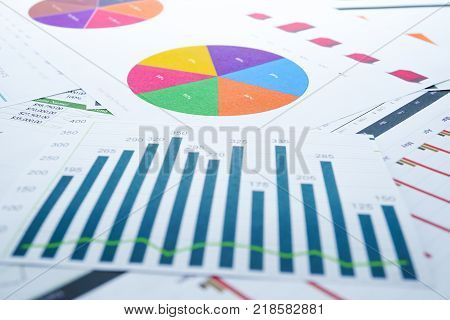 Charts Graphs paper. Financial development, Banking Accounting, Statistics, Investment Analytic research data, Stock exchange market trading, Mobile office reporting Business company meeting concept.