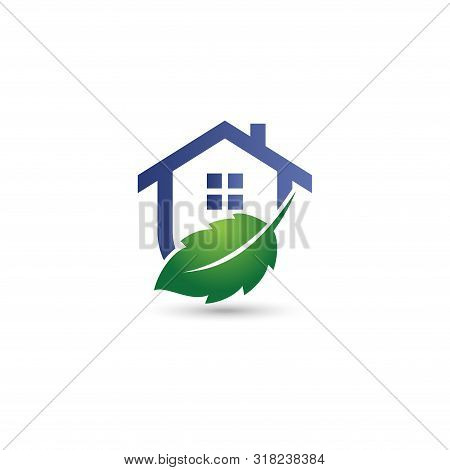 Green House Logo, Leaf House Logo,house Logo, Green House Icon, Green House Icon Vector Isolated On 