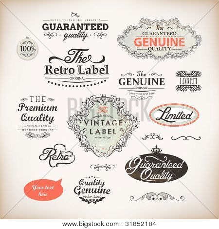 vector set: calligraphic design elements and page decoration, Premium Quality and Satisfaction Guarantee Label collection with vintage frames