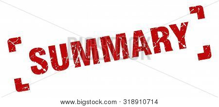 Summary Stamp. Summary Square Grunge Sign. Summary