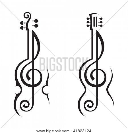 violon, guitare et treble clef