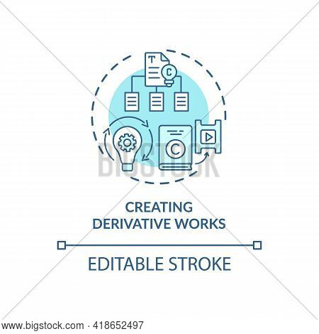 Creating Derivative Works Concept Icon. Exclusive Author Right Idea Thin Line Illustration. Substant