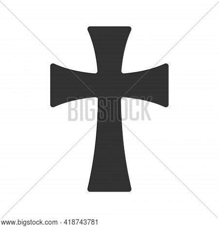 Cross Vector Shape Symbol. Christianity Sign. Christian Religion Icon. Catholic And Protestant Faith