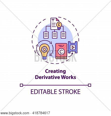 Creating Derivative Works Concept Icon. Exclusive Author Right Idea Thin Line Illustration. Works Ad