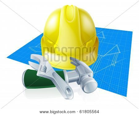 Hard Hat Tools And Blueprint