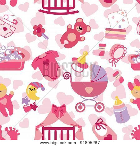 Newborn Baby girl seamless pattern