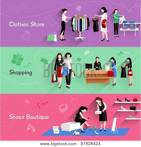 Woman Shopping Banner Set