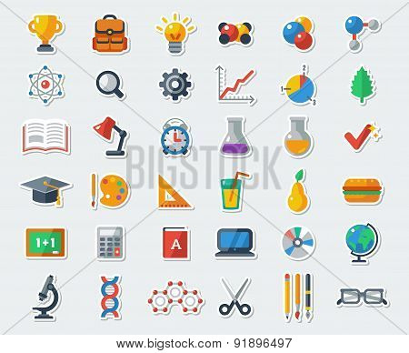 Flat School Icons Vector Collection.