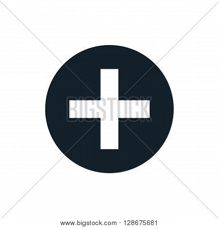 Black and white vector plus sign plus size icon plus logo plus symbol design element. Addition button simple vector for web app website design logo medical business brand identity. Simple icon.