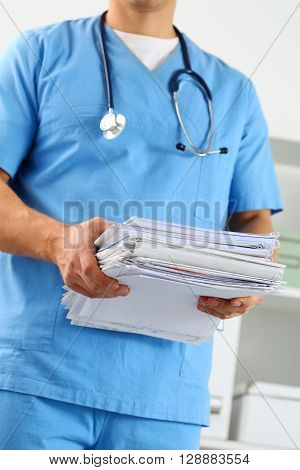 Hands Of Medicine Therapeutist Doctor Wearing Blue Uniform