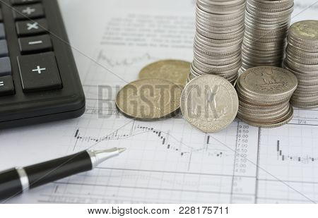 Coin On Analysis Investment Report. Concepts Of Financial, Investing, Investment, Invest, Analysis D