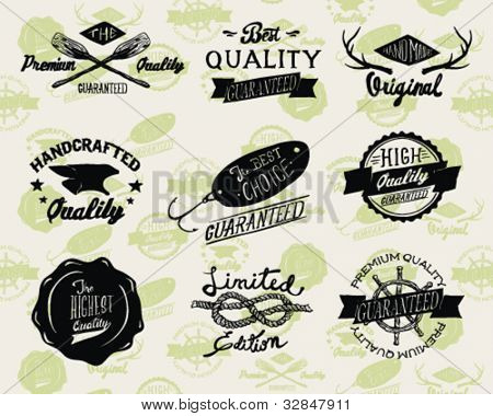 Styled Premium Quality and Satisfaction Guarantee Label collection with black grungy design