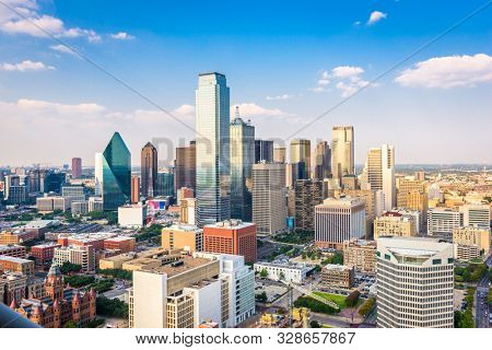 Dallas, Texas, USA downtown city skyline in the afternoon.