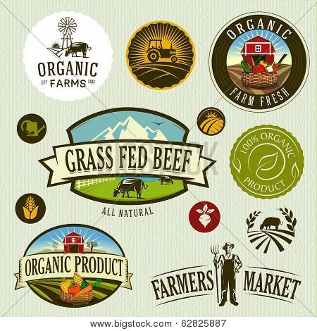 organic & farm-vector labels and elements