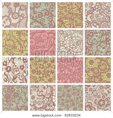 Big collection of floral lacy patterns.