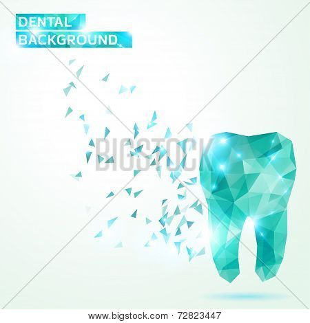 Polygonal turquoise vector tooth.