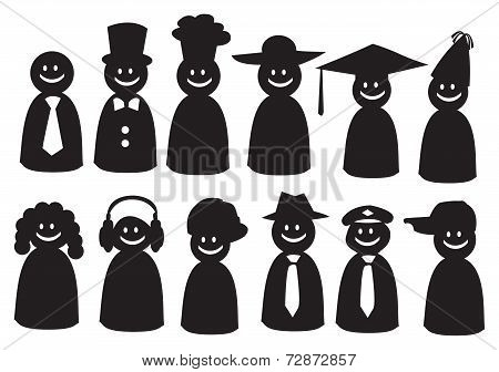 Smiley Vector Icons In Different Headwear