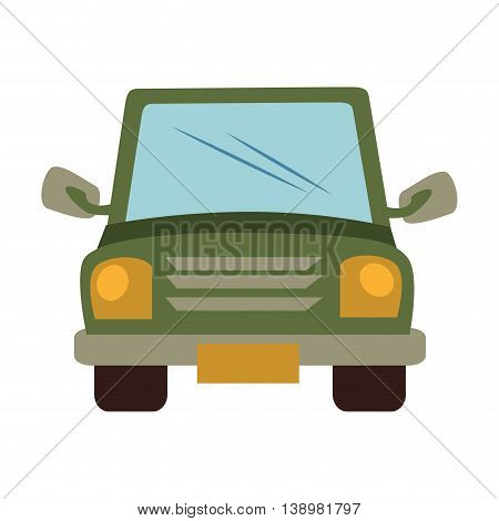 car vehicle transport black and white colors isolated flat icon